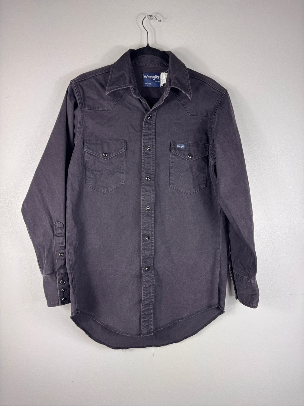 90s Wrangler Men's Long Sleeve Western Shirt - Charcoal 15.5x33